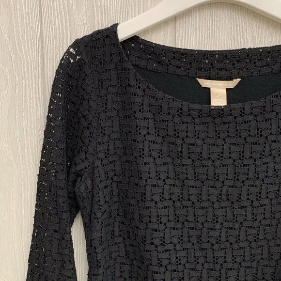 Banana Republic Petite Black Lace Boatneck Dress 4P NWT - Picture 2 of 5